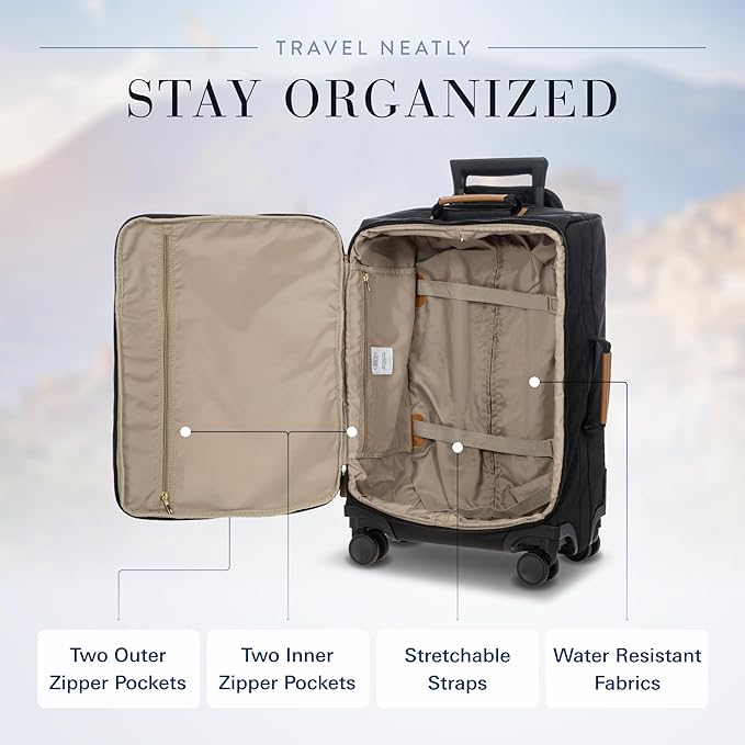 Bric's X Travel - Carry-On Luggage Bag with Spinner Wheels - 21 Inch - Luxury Luggage Bag - Black