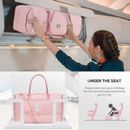Letter Weekender Bags for Womens - Duffle Bag with Shoe Compartment Personalized Overnight Bag with Toiletry Bag Duffel Bags for Gym Hospital Bags Gift for Women Pink (Letter E)