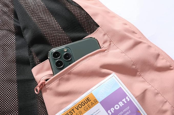 MOERDENG Women's Waterproof Rain Jacket Lightweight Raincoat Hooded Hiking Jacket Softshell Windbreaker