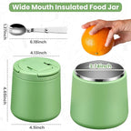 20oz Insulated Vacuum Food Jar with Buckle Lid,Soup Thermo for Hot Food Kids,Wide Mouth Leakproof Stainless Steel Lunch Container with Spoon-Green