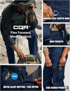 CQR Men's Flex Ripstop Tactical Pants, Water Resistant Stretch Cargo Pants, Lightweight EDC Hiking Work Pants