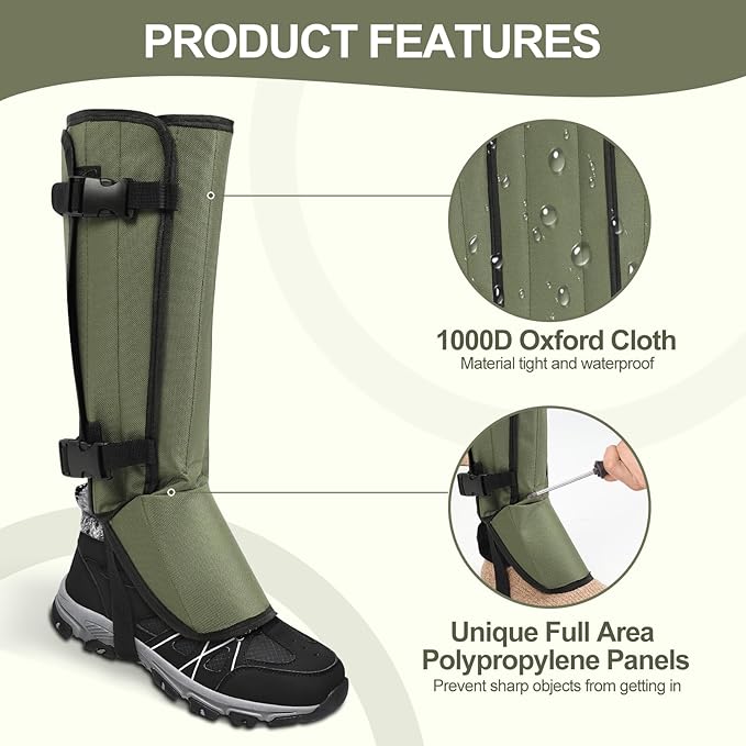 Snake Gaiters, Snake Guards, Gaiters for Men/Women, Adjustable Snake Proof Gaiters for Hunting, Outdoor and Farm Working