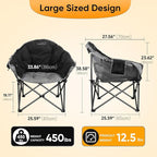 Colorsoul Oversized Heated Camping Chairs Heavy Duty, Fully Thick Padded Heated Chairs for Outdoor Sports, Heated Folding Chair for Adults Support 450lbs, 3 Heat Levels, Battery NOT Included