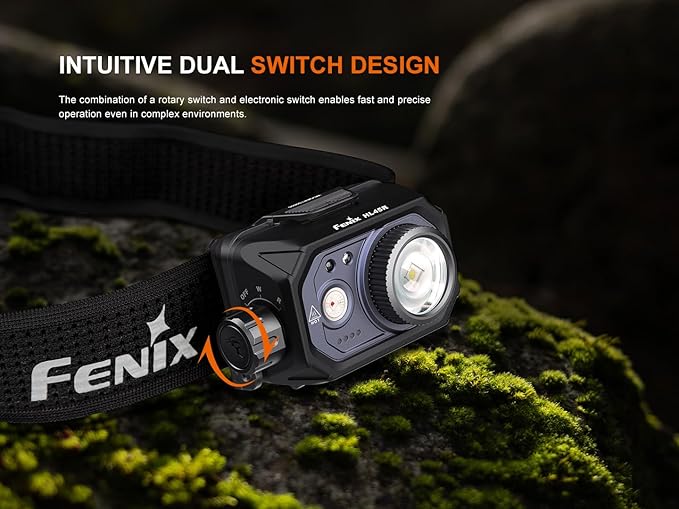 Fenix HL45R 1000 Lumen Zoomable Headlamp, USB-C Rechargeable, 3X AAA Dual Fuel, Gesture Sensing, Adjustable Focus with Floodlight,Spotlight, Red Light and Organizer