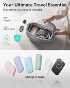 INIU 3 in 1 Wireless Charging Station, Qi2 Certified 15W Travel Charger for Apple Multiple Devices, Foldable Magnetic Wireless Charger Stand for iPhone 17 16 15 14 13 12 Series Apple Watch AirPods