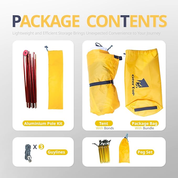 GEERTOP Ultralight 2 Person Tent Waterproof Two Man Backpack Tents for Outdoor Camping Backpacking