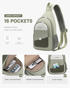 LOVEVOOK Sling Bag for Women, Sling Backpack Crossbody Bag Convertible, Small Diaper Bag Hiking Daypacks Water-resistant, Travel Shoulder Bag Chest Bag