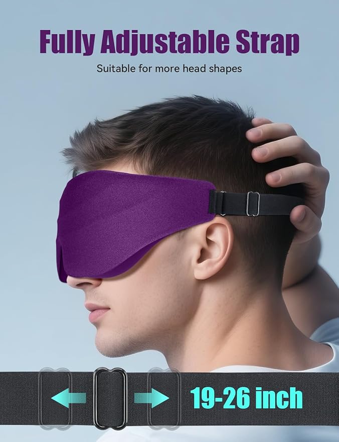 Sleep Eye Mask for Men Women, EVA BELLE Light Blocking Sleeping Mask for Side Sleeper, 3D Contoured Cup Night Blindfold, Lash Extensions 3D Sleeping Mask with Adjustable Strap for Travel, Night & Nap