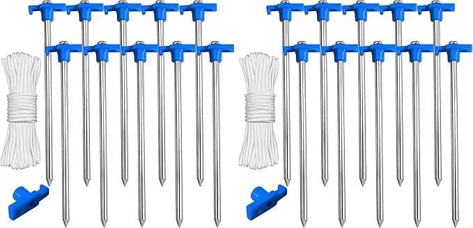 ABCCANOPY Tent Stakes 8" Camping Tent Stakes, 10pc-Pack (Blue) (Pack of 2)