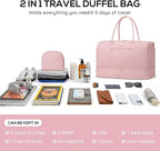 Travel Weekender Bags for Women - Large Duffle Bag with Shoe Compartment Carry On Overnight Bag with Toiletry Bag Pink Duffel Bags with Wet Pocket for Gym Hospital Bags for Labor and Delivery