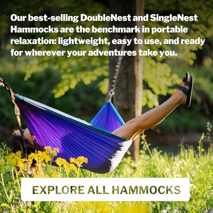 ENO DoubleNest Hammock - Lightweight, Portable, 1 to 2 Person Hammock - for Camping, Hiking, Backpacking, Travel, a Festival, or The Beach - Seafoam/Berry/Melon