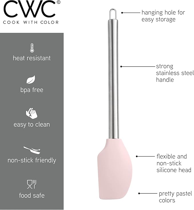 COOK WITH COLOR Silicone Cooking Utensils, Kitchen Utensil Set, Easy to Clean Silicone Kitchen Utensils, Cooking Utensils for Nonstick Cookware, Kitchen Gadgets Set, 38 Piece, Mint