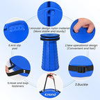 2 Pack Upgraded Collapsible Stools Folding Stool with Cushion,Retractable Folding Stool Max Load Capacity 400lbs, Portable Telescoping Stools for Camping Hiking Outdoor BBQ Fishing-Dark Blue