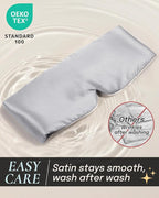Zenssia Satin Sleep Mask for Women and Men, Lightweight Padded Eye Mask with Adjustable Strap, Comfort Blackout for Travel and Nap - Silver Grey