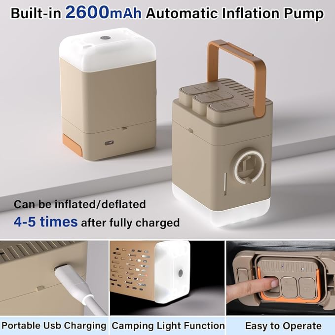 Coverado SUV Air Mattress, Thickened Flocked-Top Car Air Mattress with Wireless Built-in Pump, Pillows, Patch Kit & Carry Bag, Quick&Easy Set Up, SUV Mattress Camping Bed Universal fit for Most Cars