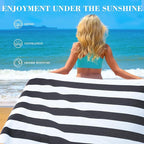 Exclusivo Mezcla 2 Pack Cotton Large 30x60 Inches Cabana Stripe Beach Towels, Super Absorbent Soft Plush Pool Bath Towel (Charcoal Grey)