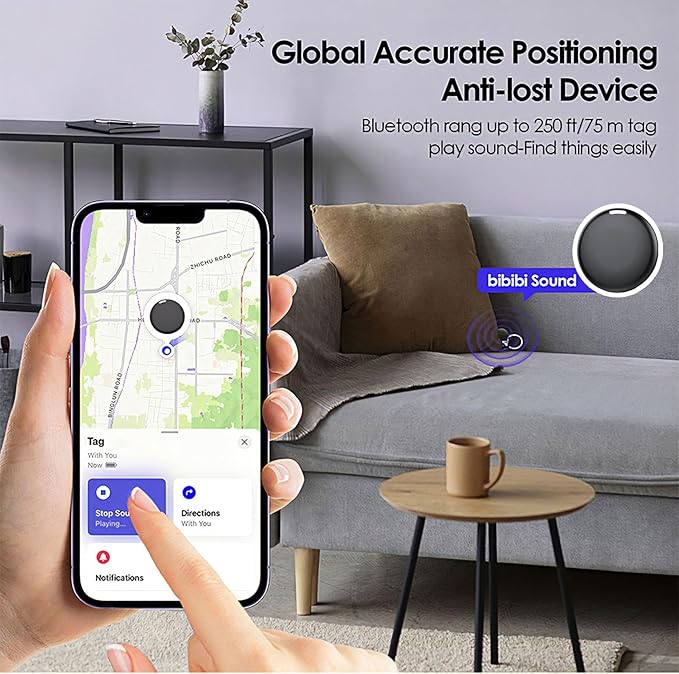 GPS Tracker for Vehicles No Subscription, Hidden Tracker Device for Vehicles, Mini Car Tracker Tag Work with Find My (iOS Only), Tracking Device for Kids, Key, Pet (4)