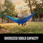GORILLA GRIP Durable Portable Camping Hammock, Holds 500lbs with Heavy Duty Tree Straps, Comfortable Travel Swing, Camp Hammocks, Easy to Use and Install, Outdoor Essentials, Blue, 10x6.5 FT