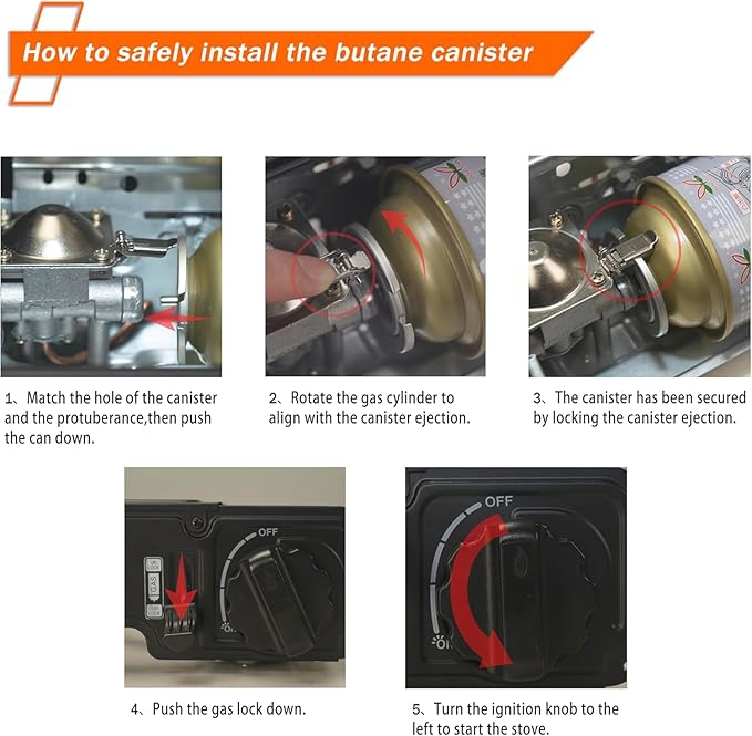 1-Burner Butane Stove included a Windblocker,10000 BTU Gas Stove Portable with Case, Automatic ignition Camping Stove,Portable Gas Stove,Precise Flame Control,Gas Burner for Cooking Outdoor