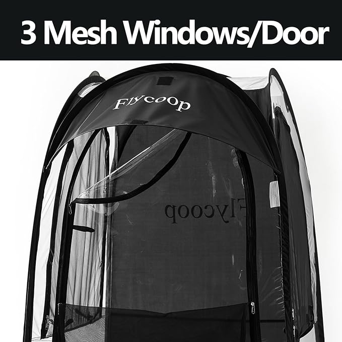 Sports Tent: Flycoop Portable Weather Pop Up Pod 1 Person to Provide Shelter from Wind Rain and Cold Weather Shelter for Outdoor Activities, Sports Events, Camping and Hiking