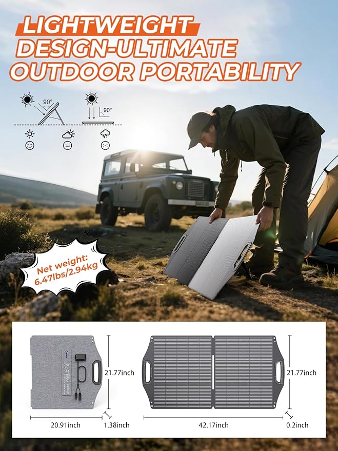 BigBlue 100W Solar Panel w/USB-C(45W PD)+USB-A(Fast Charging 18W) & MC-4 Ports, IP68 Waterproof, Camping Essentials, Folding Portable Solar Charger w/Kickstand for Power Stations, Phones, Tablets
