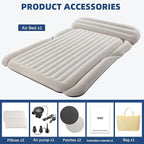 KMZ SUV Air Mattress Thickened Double Flocking Camping Mattress Upgraded Portable Sleeping Car pad Comfortable Inflatable Travel Bed with External Pump and 2 Pillows（Off-White and Light Gray）