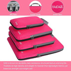 BAGAIL 4 Set/6 Set/8 Set Compression Packing Cubes Travel Accessories Expandable Packing Organizers (Cloth Pattern, 4-Fuchsia)
