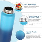 Volhoply Insulated Water Bottles Bulk 4 Pack, 40 oz Stainless Steel Sports Bottle with Paracord Handle & Spout Lid, Double Walled Vacuum Metal Travel Water Jug for Adults(Green Blue,4 Set)