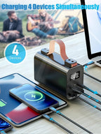 140W Laptop Portable Charger Power Bank 50000mAh(185Wh), Power Station PD 3.1 QC4.0 Fast Charging External Battery Pack Aluminium Alloy with 4 Outputs USB-C LED Light for Outdoor Emergency-Black