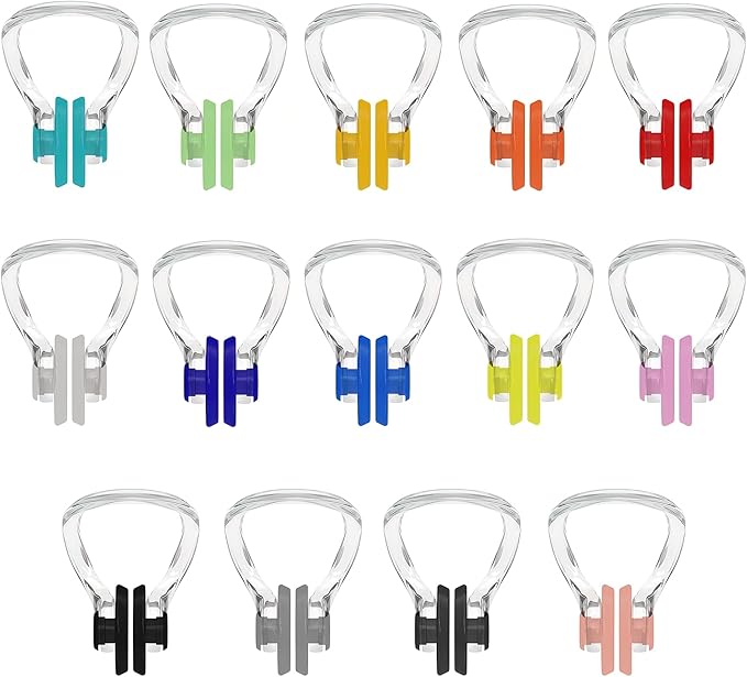 Swimming Nose Clip, 14 Packs Swim Nose Plugs with Waterproof Silica Gel for Kids (Age 7+) and Adults, Multi-Color