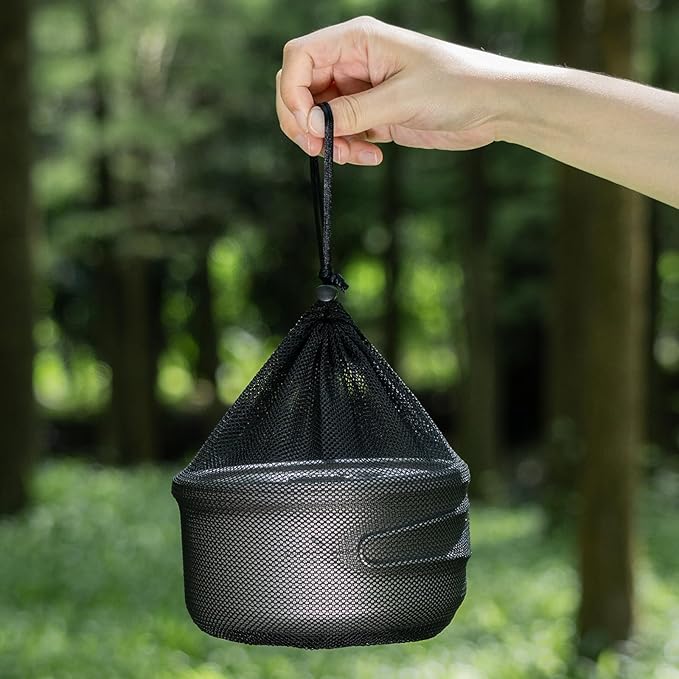 Boundless Voyage Titanium Pot Multifunctional Cooker Ultralight Camping Pot with Handle & Lid Outdoor Open Fire Cookware for Backpacking, Hiking, Bushcraft Cooking Ti2041C