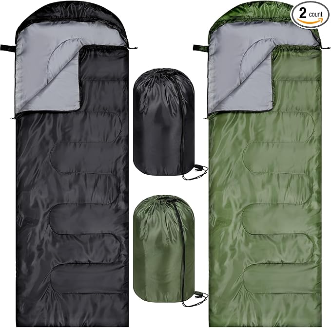 Tudomro 2 Pcs Camping Sleeping Bag for Adults, Lightweight Packable Waterproof Camping Gear Equipment to Keep Warm for Spring Summer Fall Indoor Outdoor Backpacking Hiking Travel