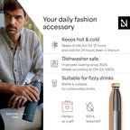 LARS NYSØM Stainless Steel Insulated Water Bottle 12 oz 17 oz 25 oz 34 oz 51 oz | Insulated Thermo Flask for Hot and Cold Beverages | Leakproof Drinking Bottle (Creamy Peach, 33.8 oz)