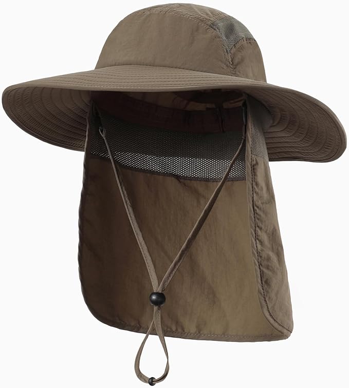 Home Prefer UPF 50+ Mens Wide Brim Fishing Hat with Neck Flap Sun Hat for Men Women Sun Protection Cap