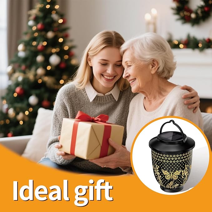 Butterfly Solar Lantern Outdoor Waterproof - Hanging Solar Lights Decorative Gifts for Women Mom, for Garden Decor, Backyard, Patio, Yard, Lawn, Porch (Butterfly)