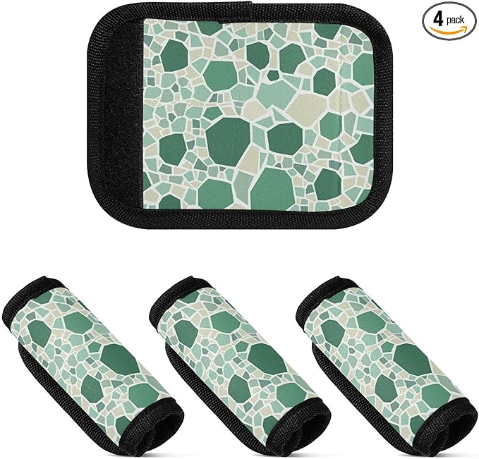 4 PC Luggage Handle Wrap Luggage Handle Covers Tags for Suitcase Bags Travel Luggage Handle Identifier Gripper Monochromatic Terrazzo Green