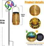 2 Pack Butterfly Solar Lanterns Outdoor Waterproof Hanging,Metal Solar Garden Lanterns for Yard Patio Pathway Lawn Front Porch,Birthday Gifts for Mom Woman Grandma