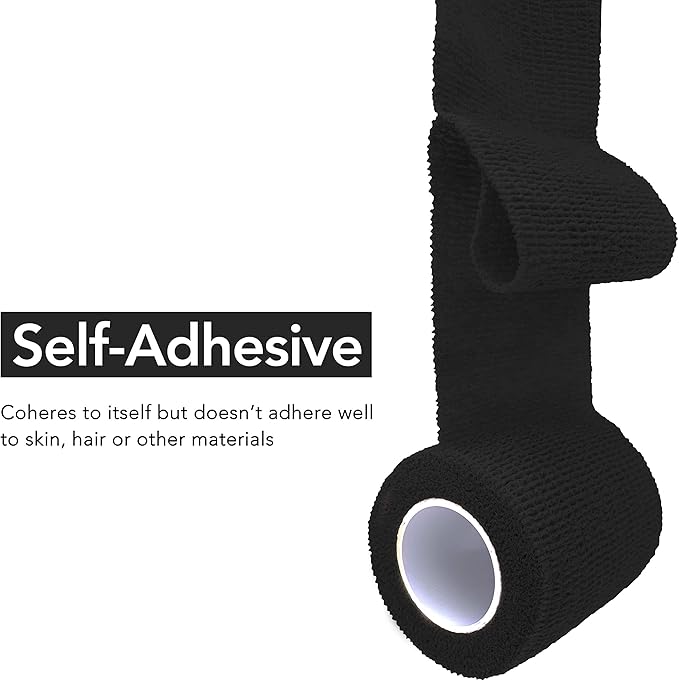 RISEN Cohesive Bandage 2” x 5 Yards, 6 Rolls, Self Adherent Wrap Medical Tape, Adhesive Flexible Breathable First Aid Gauze Ideal for Stretch Athletic