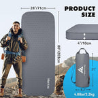 Hikenture 4" Thick Self Inflating Sleeping Pad, Foam & Air Camping Mattress, 9.5 R-Value Insulated Sleeping Mat, Portable All Season Camping Pad for Tent, Car, Cot, Truck