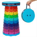 Upgraded Portable Foldable Stool,Folding Camp Stool,Lightweight Sturdy 400lbs Load Capacity Collapsible seat Height Adjustable for Fishing Hiking Picnic Hunting Party BBQ Indoor (Rainbow)