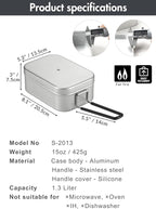 CAMPINGMOON Mess Tin 1.3L Aluminium Camping Cookware Extreme Thick S-2013