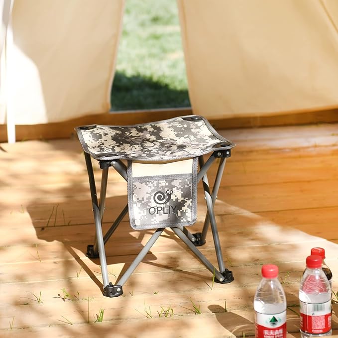 Opliy Camping Stool 2 Pack,13.5 Inch Portable Folding Stool for Outdoor Gardening and Beach Hiking Fishing,Foot Stool with Carry Bag (Camouflage)