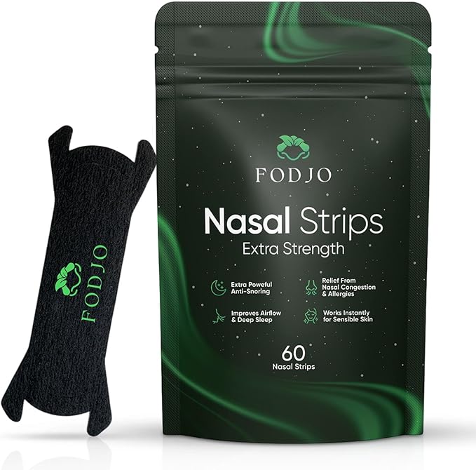 Extra Strong Nasal Strips – Heavy-Duty Nose Strips for Snoring Relief & Improved Breathing – 60 Count – Drug-Free Sleep Aid for Men & Women – Enhanced Adhesion, Opens Nasal Passages