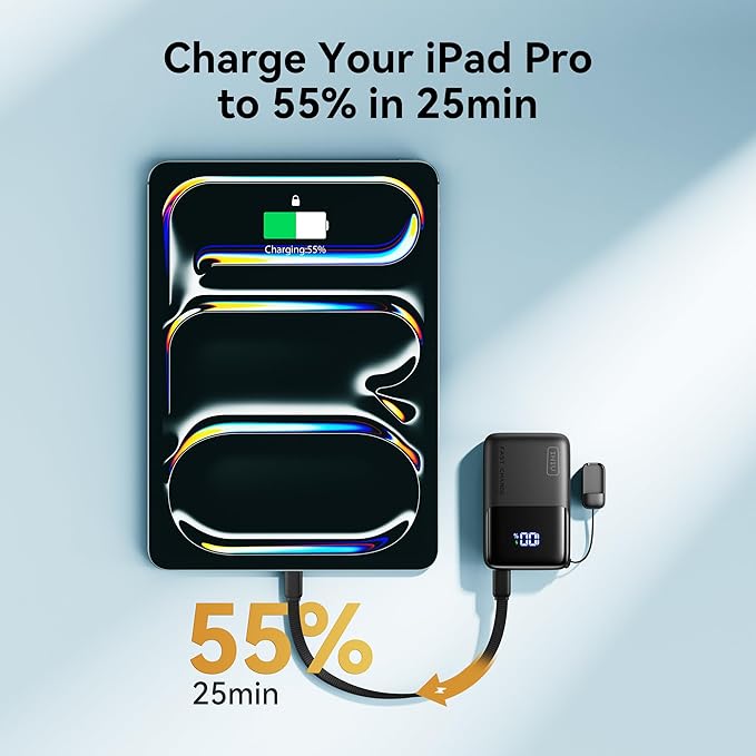 INIU Ultra Small 10000mAh 45W PD Power Bank & 240W Fast Charging [6.6ft, 2-Pack] Type C Charger Cord Combo