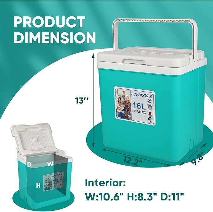 11Qt 19Qt Insulated Portable Cooler Leak-Proof Ice Chest Lunch Box Hard Coolers with Extra Ice Pack for BBQ, Camping, Pincnic