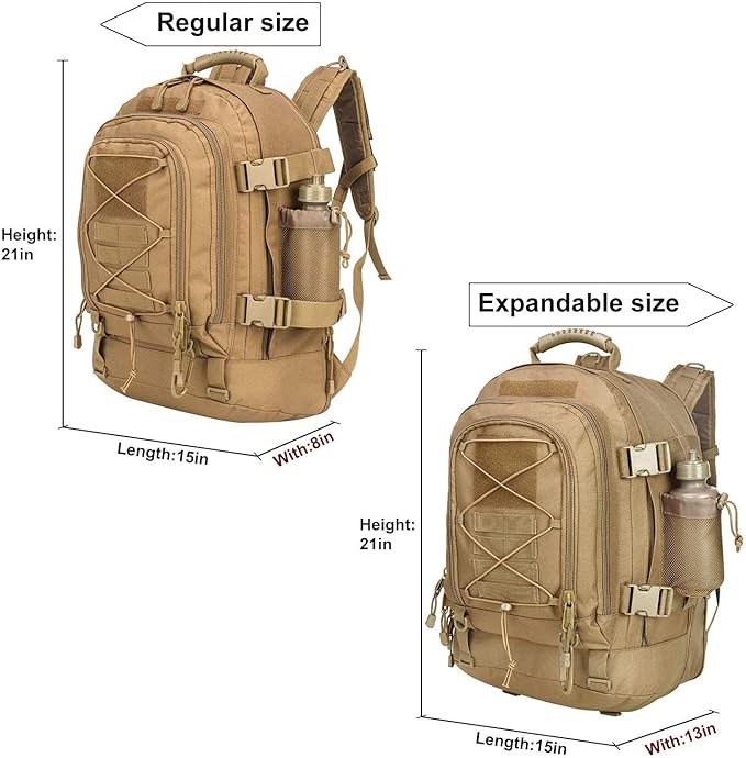 Tactical Backpack Military Hiking Daypack - Molle Backpack for Men 3 Day Assault Pack Bug Out Bag for Camping Travel Army Hunting Gym Rucksack Survival (Coyote)