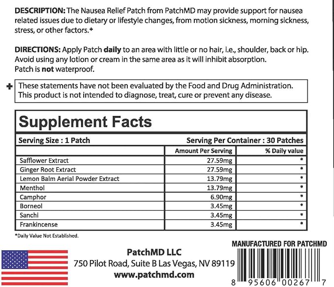 PatchMD Nausea Relief Patch - 30 Day Supply