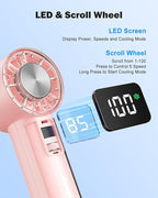 AMACOOL Handheld Fan with Ice Cooler, Mini Portable Fan Rechargeable, 18Hrs Cooling, 0-100 Adjustable Speed, Small Yet Powerful, Personal Hand Fans for Travel, Beach, Outdoor, Makeup, Gifts for Women