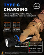 towild BK20 Tactical Flashlight,Bright 5100 High Lumens LED Flashlights,Rechargeable and Waterproof Flashlights,Powerful Handheld Flash Light for Hiking, Camping, Outdoor Activities (Black)