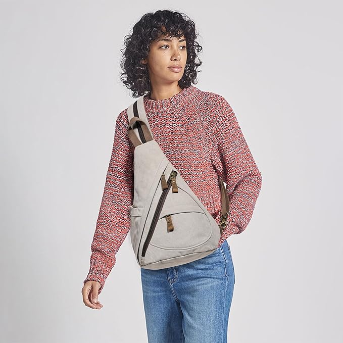 KL928 Canvas Sling Bag - Small Crossbody Backpack Shoulder Casual Daypack Rucksack for Men Women(Large Version)